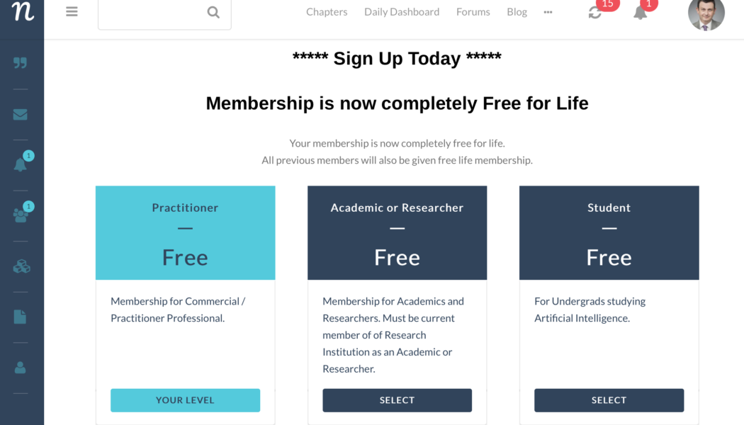 Free Individual Membership for Life